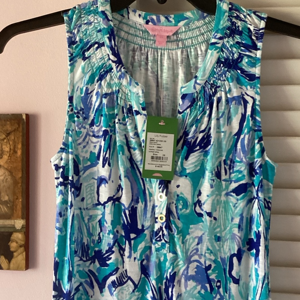 Lilly Pulitzer Turquoise & Navy Floral Maxi Dress - Picture 3 of 4